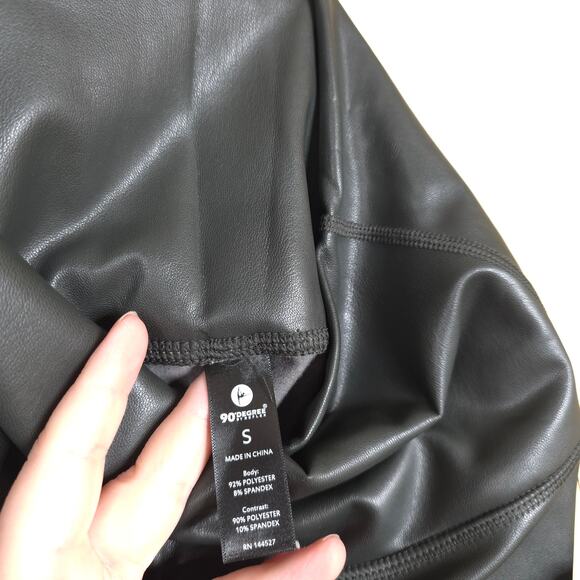 90 Degree By Reflex High Rise Leatherette Leggings in Taupe Size S - Picture 6 of 7